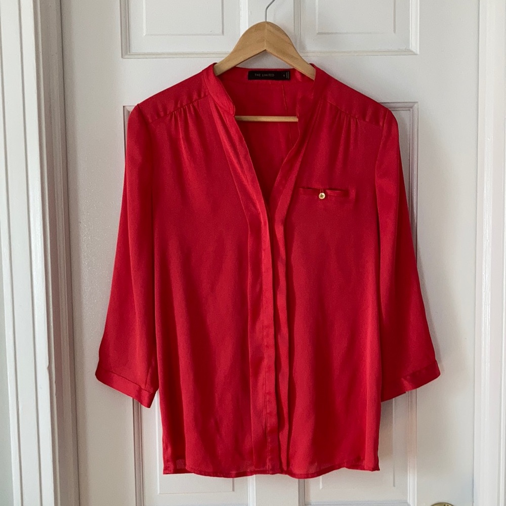 The Limited Button Up Coral Blouse